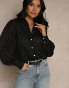 rosa Cămașă Neagră în Stil Clasic Nalelite