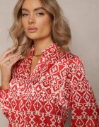 rosa Cămașă Roșie cu Nasturi cu Imprimeu Fantezie Gavino