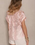 rosa Cămașă Roz cu Mânecă Scurtă Decorată cu Model Floral Frorela