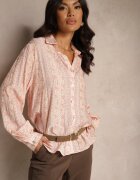 rosa Cămașă roză din vâscoză decorată cu model floral mic Aredina