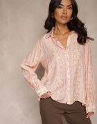 rosa Cămașă roză din vâscoză decorată cu model floral mic Aredina