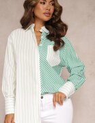 rosa Cămașă Verde-Albă Oversize în dungi Issele