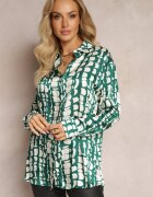 rosa Cămașă Verde închis cu Model Geometric Abstract Nareena