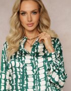rosa Cămașă Verde închis cu Model Geometric Abstract Nareena