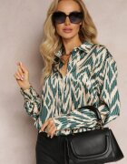 rosa Cămașă Verde închis Decorată cu model în dungi neregulate Ainatta