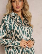 rosa Cămașă Verde închis Decorată cu model în dungi neregulate Ainatta
