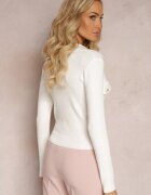 rosa Cardigan Alb cu nasturi cu decolteu triunghiular Emlina