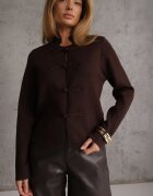 rosa Cardigan din vâscoză stil Napoleon cu cusături decorative Haniove Maro