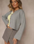 rosa Cardigan Gri din Vâscoză cu nasturi metalici Asilya