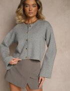 rosa Cardigan Gri din Vâscoză cu nasturi metalici Asilya
