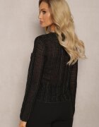 rosa Cardigan Negru Ajustat cu Fir Metalic și Nasturi Stagera