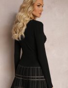 rosa Cardigan Negru cu nasturi cu decolteu triunghiular Emlina