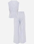 rosa Compleu din bumbac în dungi vestă cu nasturi decorativi și pantaloni Appele Albastru