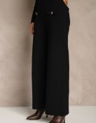rosa Compleu Elegant Negru din Tricot cu Viscoză Cardigan și Pantaloni Delinavea