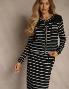 rosa Compleu Negru din Tricot cu Viscoză Reiat Cardigan și Fustă Sepelisse