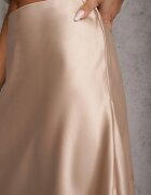 rosa Fustă bej de satin midi cloș cu talie elastică și fermoar Leose