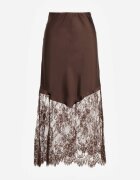 rosa Fustă de cocktail Maro din satin cu dantelă Avelori