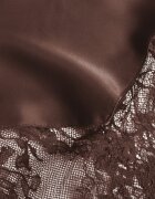rosa Fustă de cocktail Maro din satin cu dantelă Avelori
