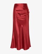rosa Fustă din satin cu croială cloș și pense Moania Bordo