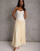 rosa Fustă High Waist cu pliseuri fine Aniope Galbenă