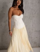 rosa Fustă High Waist cu pliseuri fine Aniope Galbenă