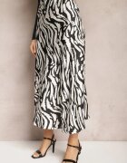 rosa Fustă Neagră de satin decorată cu model abstract în dungi de zebră Pintea