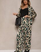 rosa Jachetă Verde-Bej Imprimeu leopard stil bomber cu nervuri Rinnovaria