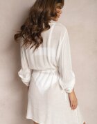rosa Kimono de Plajă Albă în Stil de Plajă Legată cu Șnur cu Ciucure Junivatta