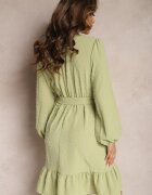rosa Mini Rochie Verde Cloș cu Cordon din material din Plumeti Digia