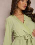 rosa Mini Rochie Verde Cloș cu Cordon din material din Plumeti Digia