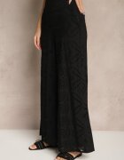 rosa Pantaloni Ajurați Negri din Bumbac High Waist cu Croială Largă Evinassa
