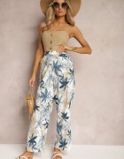 rosa Pantaloni Albastri de bumbac cu picioare largi și elastic în talie Hazis