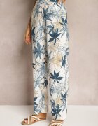 rosa Pantaloni Albastri de bumbac cu picioare largi și elastic în talie Hazis