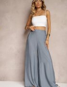 rosa Pantaloni albaștri largi cu picior larg și buzunare Cordya