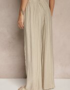 rosa Pantaloni Bej cu croi larg High Waist Natoreia