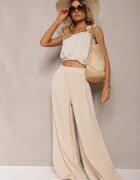 rosa Pantaloni Bej de vară cu croială largă și elastic în talie Philomen