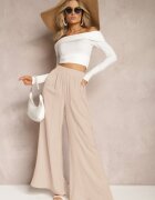 rosa Pantaloni Bej de vară cu croială largă și elastic în talie Philomen