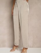 rosa Pantaloni Bej High Waist cu un croi elegant și picior drept Jenarwena