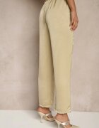 rosa Pantaloni bej închis talie înaltă cu croială elegantă cu picior drept Jenarwena