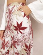 rosa Pantaloni Bej-Roșu din bumbac cu picioare largi și elastic în talie Hazis