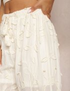 rosa Pantaloni bej Talie înaltă cu finisaj ajurat cu elastic în talie Gralefia