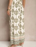 rosa Pantaloni Bej-Verde cu Viscoză cu Croială Largă cu Model Geometric Zoledia