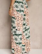 rosa Pantaloni de viscoză verzi-bej cu picioare largi cu imprimeu abstract Averora