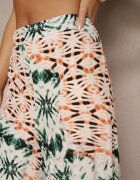 rosa Pantaloni de viscoză verzi-bej cu picioare largi cu imprimeu abstract Averora