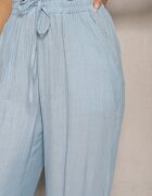 rosa Pantaloni din material albaștri cu elastic încrețit Pimpernel