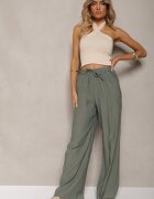 rosa Pantaloni din material Verde închis cu elastic încrețit Pimpernel