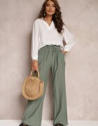 rosa Pantaloni din material Verde închis cu elastic încrețit Pimpernel