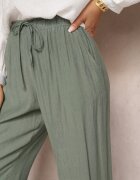 rosa Pantaloni din material Verde închis cu elastic încrețit Pimpernel