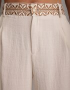 rosa Pantaloni din vâscoză talie înaltă decorați cu motiv geometric Iomane Bej