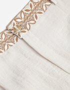 rosa Pantaloni din vâscoză talie înaltă decorați cu motiv geometric Iomane Bej
